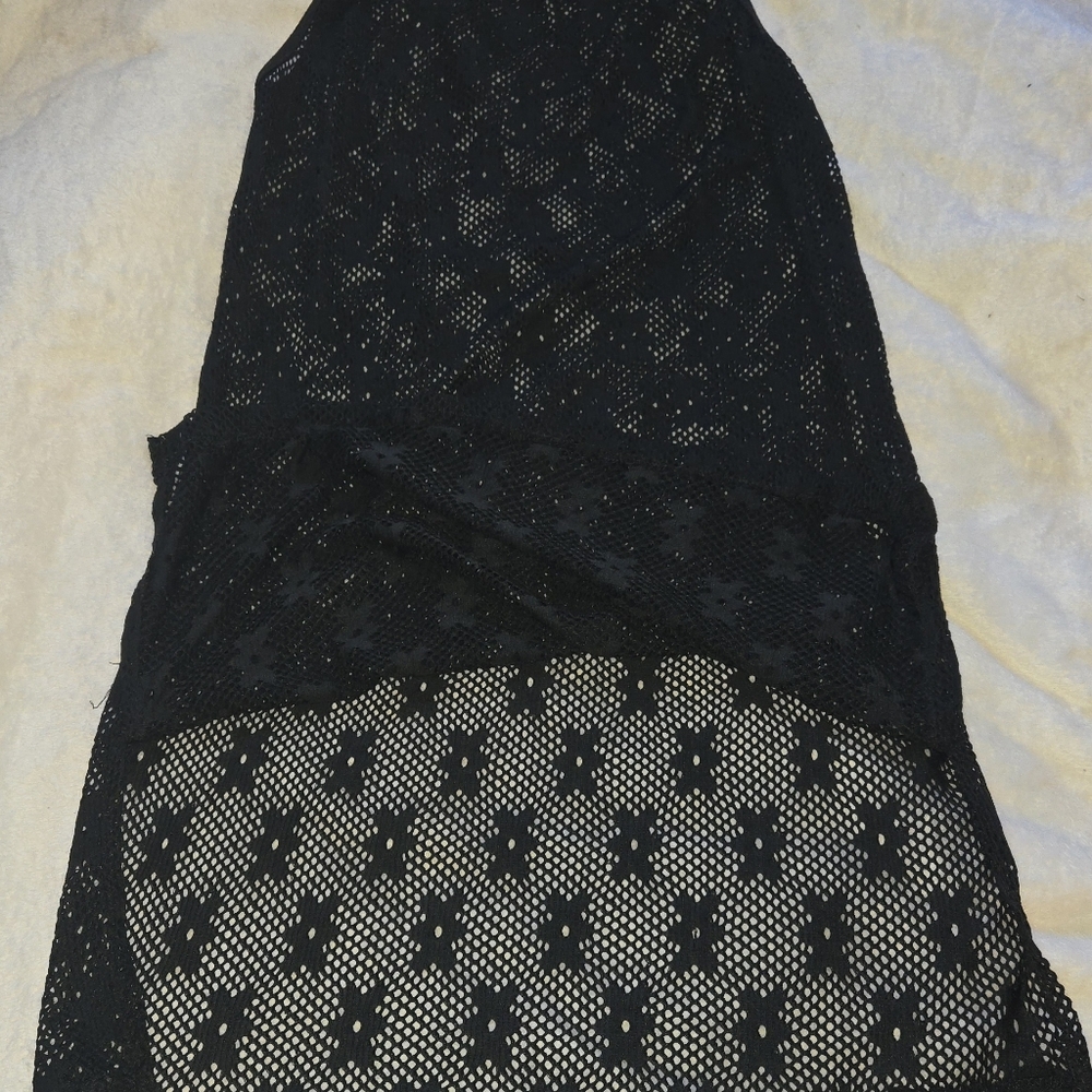 Black Lace Dress Mesh Beach Cover Up